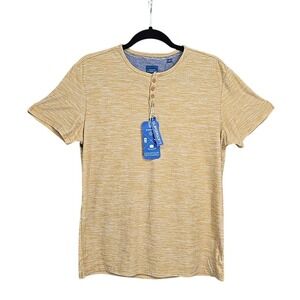 Essex Crossing Shirt‎ Men's Medium Beige Super Soft Short Sleeve Henley Pullover